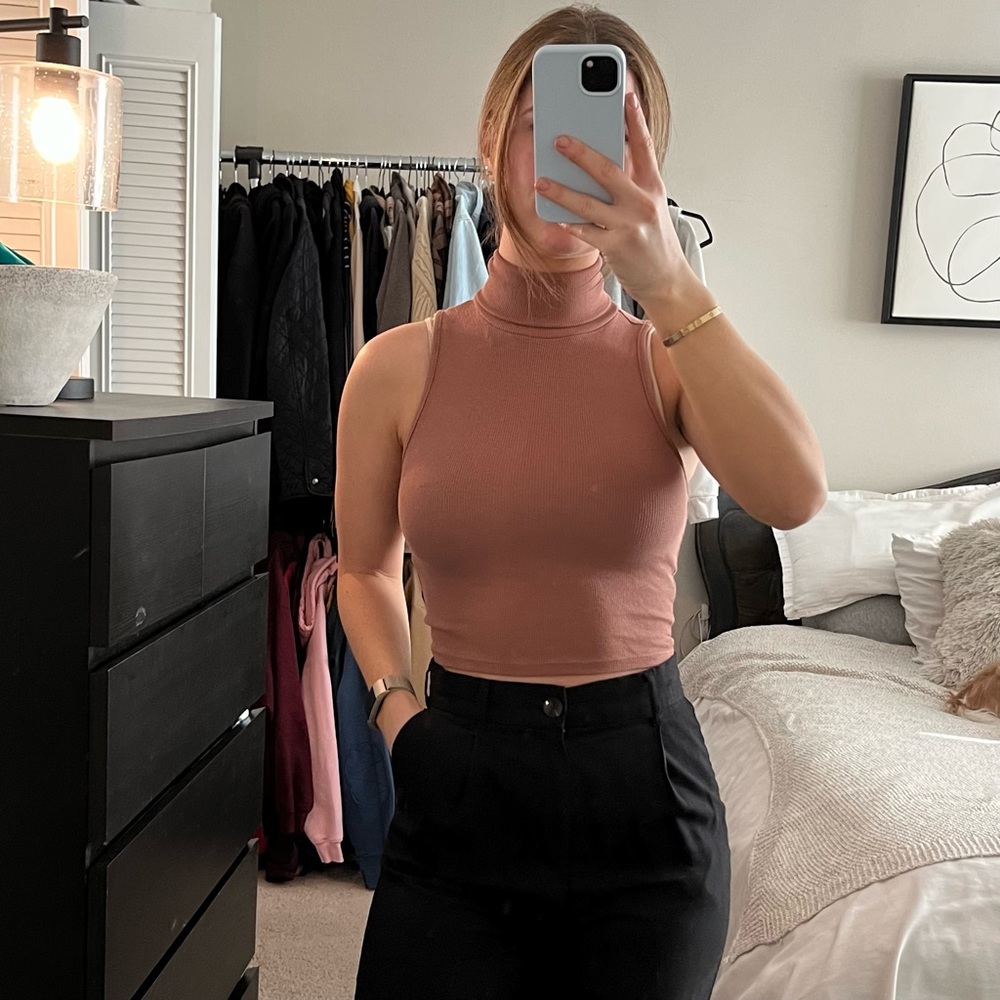 Zara High Neck Crop Tank Top